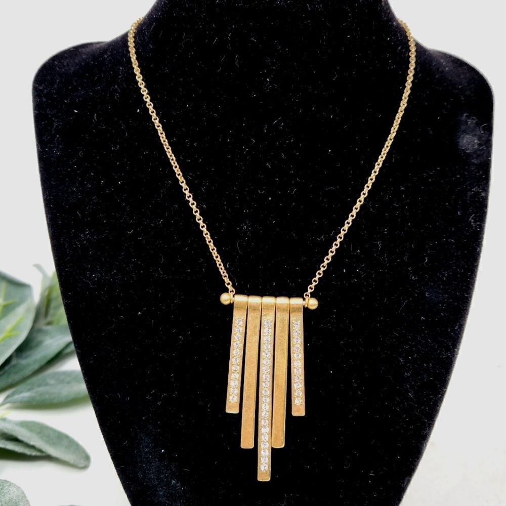 J. CREW Gold Tone Tassel Rhinestone Necklace